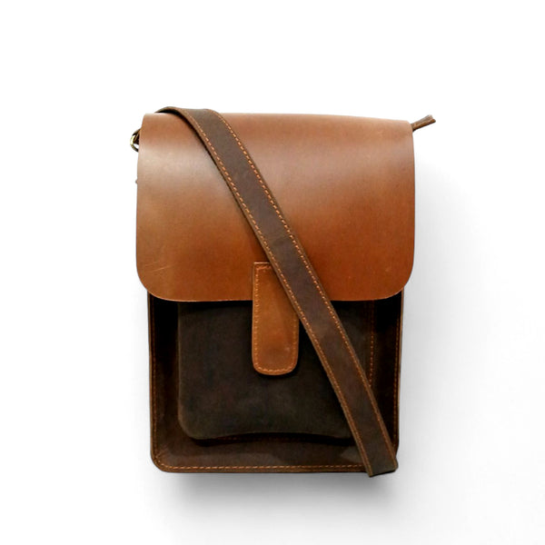 Olive Green Leather Crossbody Travel Bag