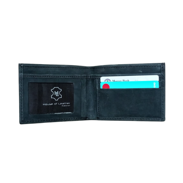 Charcoal Grey Slim Fold Leather Wallet
