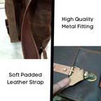 Leather Laptop Backpack  Dark Brown & Mustard Travel Backpack