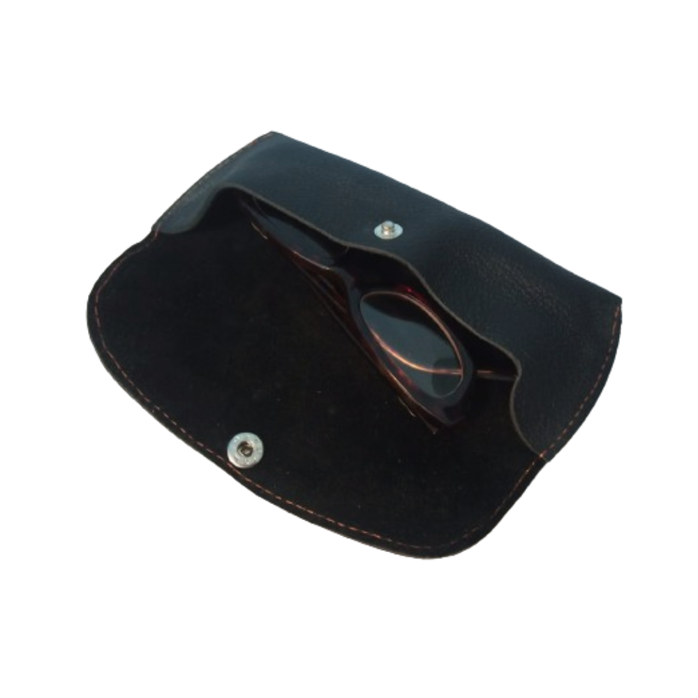 Leather Glasses Cover Black Leather Optical Sleeves 