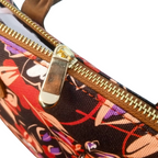 Floral Canvas & Leather Tote Bag