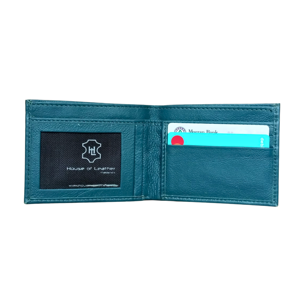 Ocean Blue Slim Fold Leather Wallet