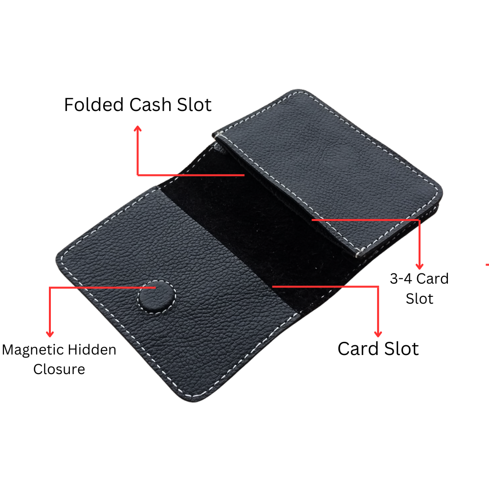 Black Leather Mini Wallet - Hidden Magnetic Closure | House of Leather