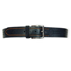 Black Leather Casual Belt - Contrast Stitched 40mm Wide