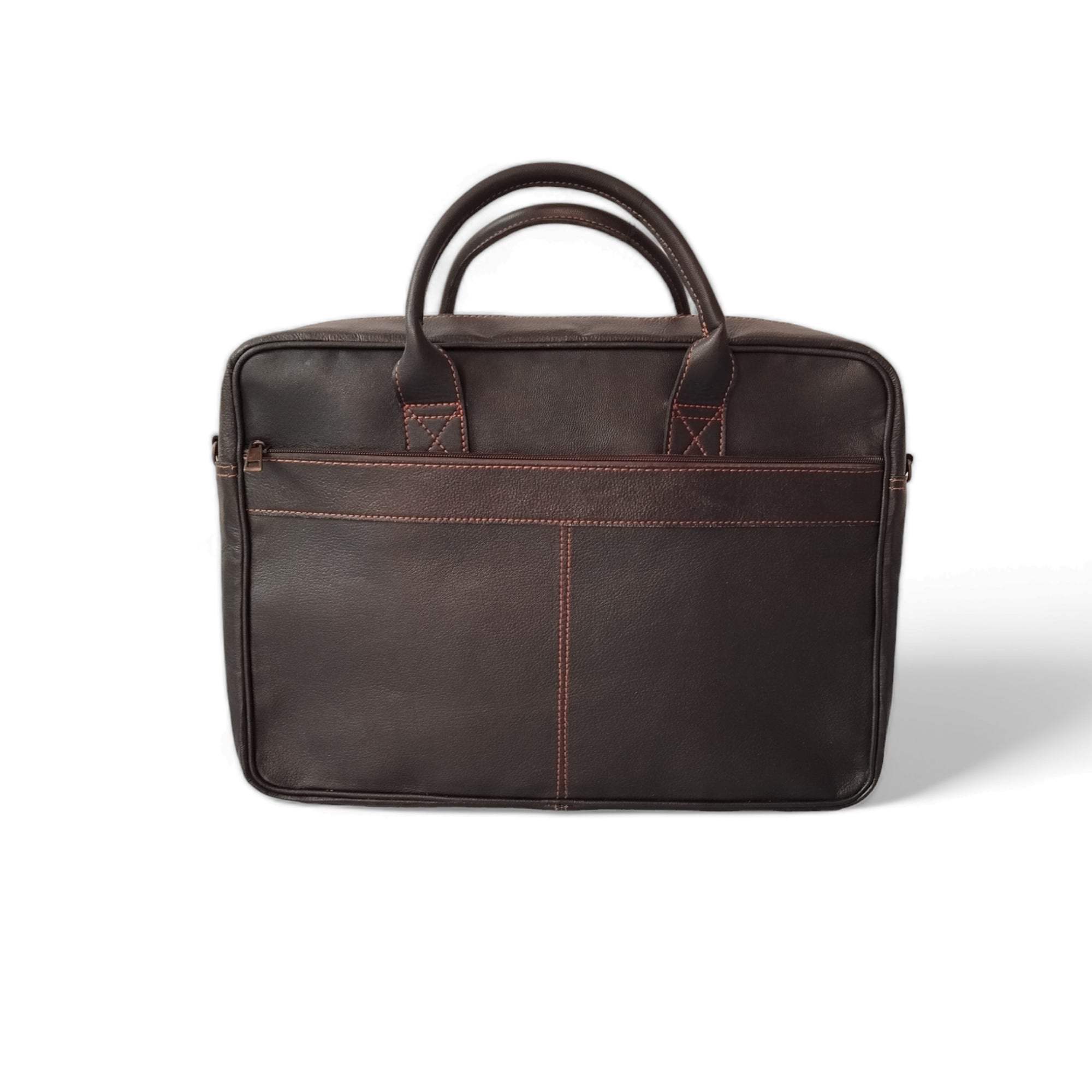 Coffee Brown Goat Leather Laptop Messenger Bag – 15″ Work Briefcas