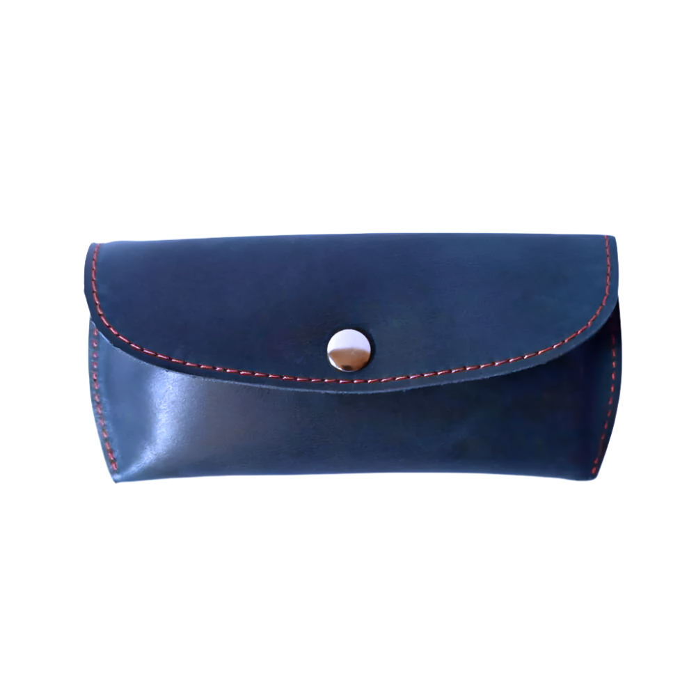 Navy leather glasses case