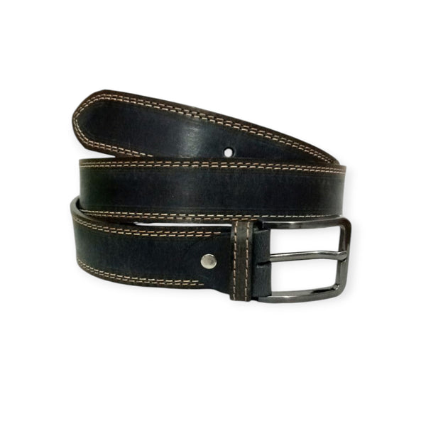 Buffalo Black Casual Belt - Double Stitched 40mm Wide
