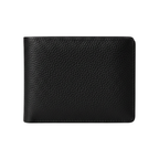 Black leather bifold wallet for men textured cow leather