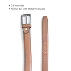 Snake Pattern Formal Belt for Men Tan Embossed Leather 35mm