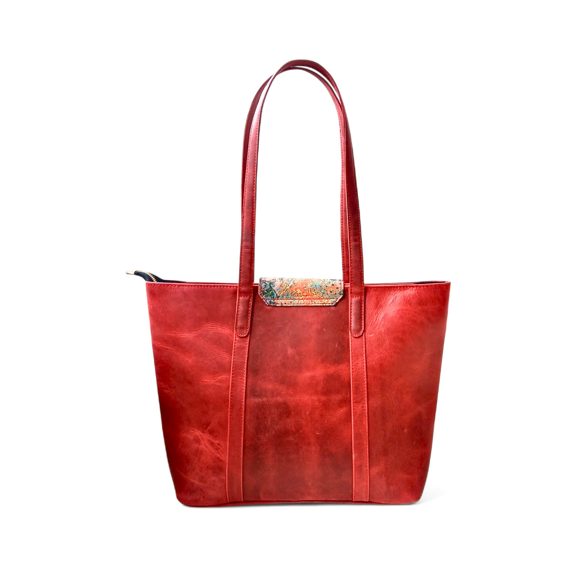 Elegant Red Carry All Leather Handbag