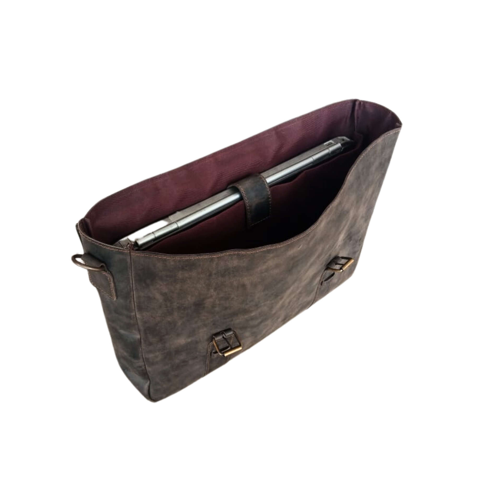 Choco Leather Laptop Bag  15.6" Messenger Bag | Handcrafted Cow Leather