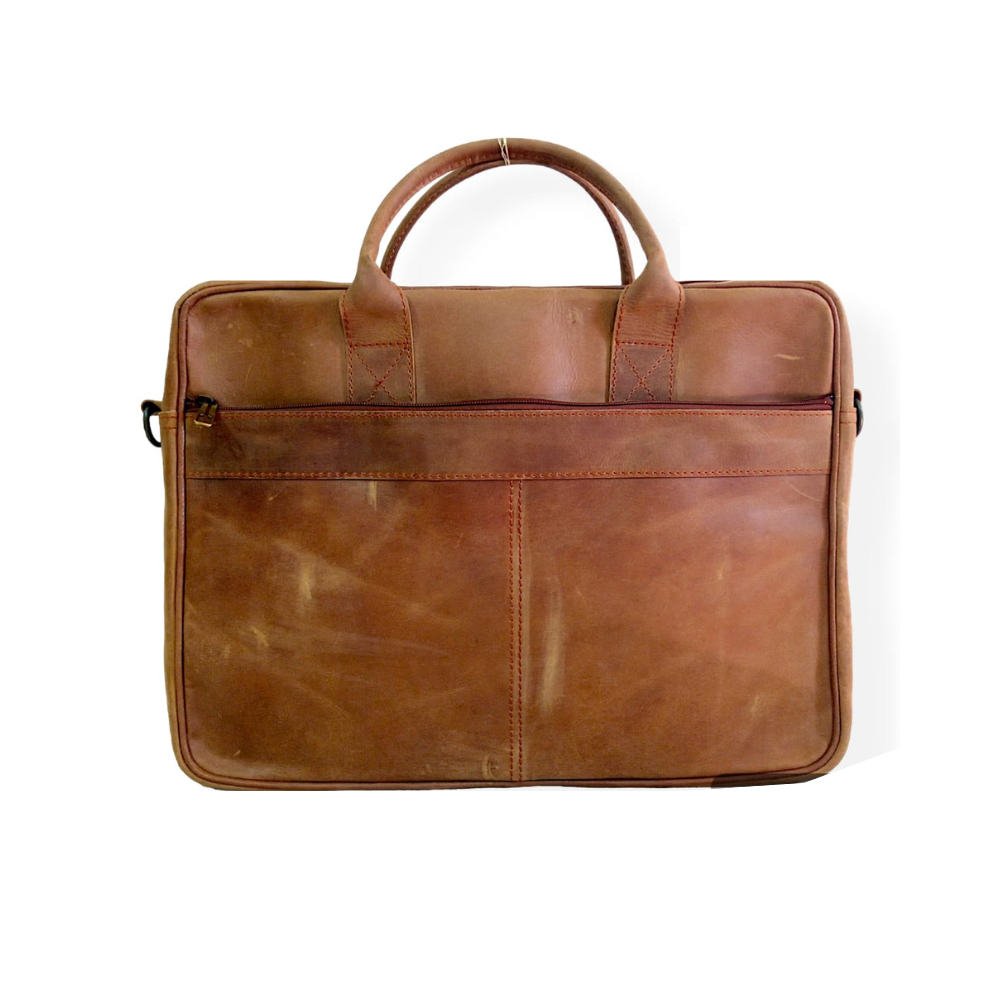 Tan Leather Laptop Bag for Men | 15" Handmade Messenger Bag