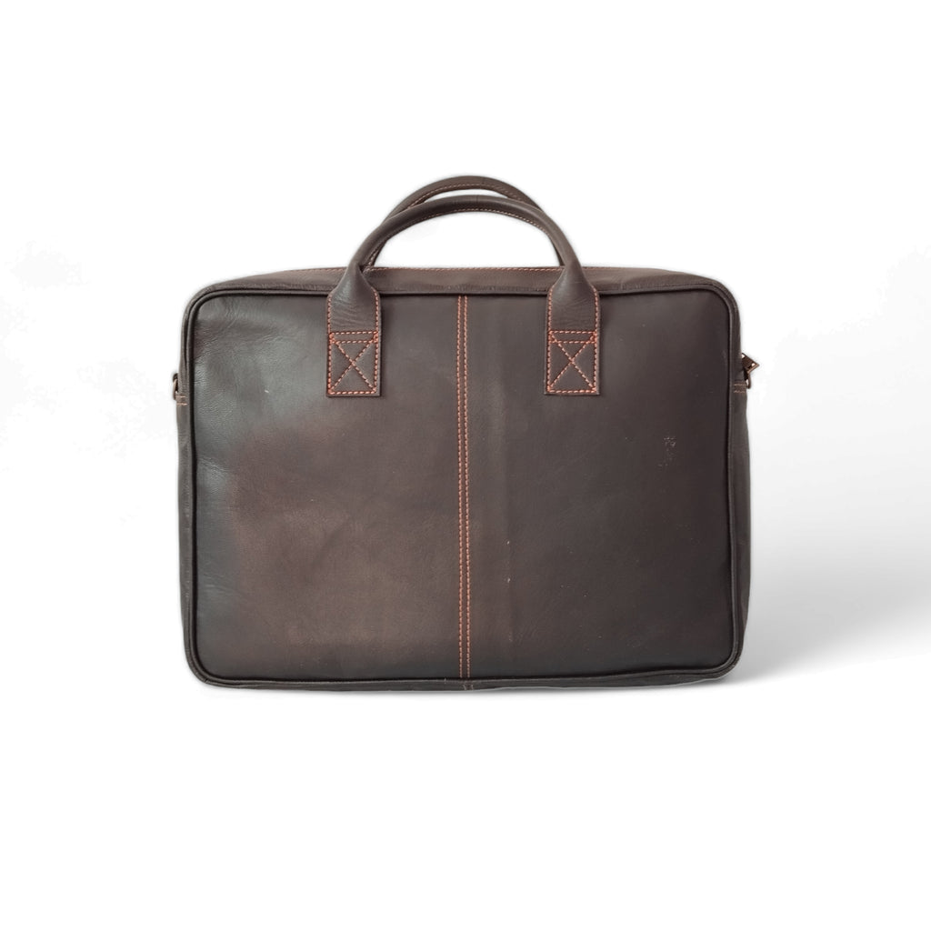 Coffee Brown Goat Leather Laptop Messenger Bag – 15″ Work Briefcas