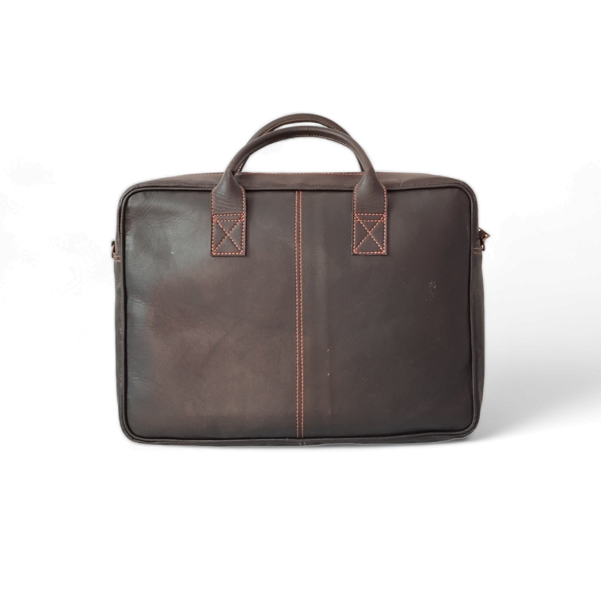 Coffee Brown Goat Leather Laptop Messenger Bag – 15″ Work Briefcas