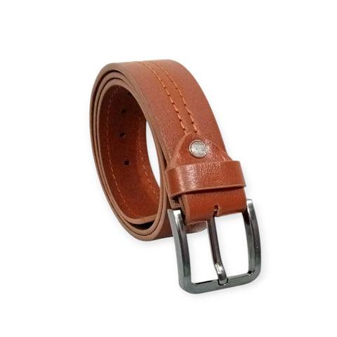 Tan Leather Casual Belt - Centre Stitched 40mm Wide