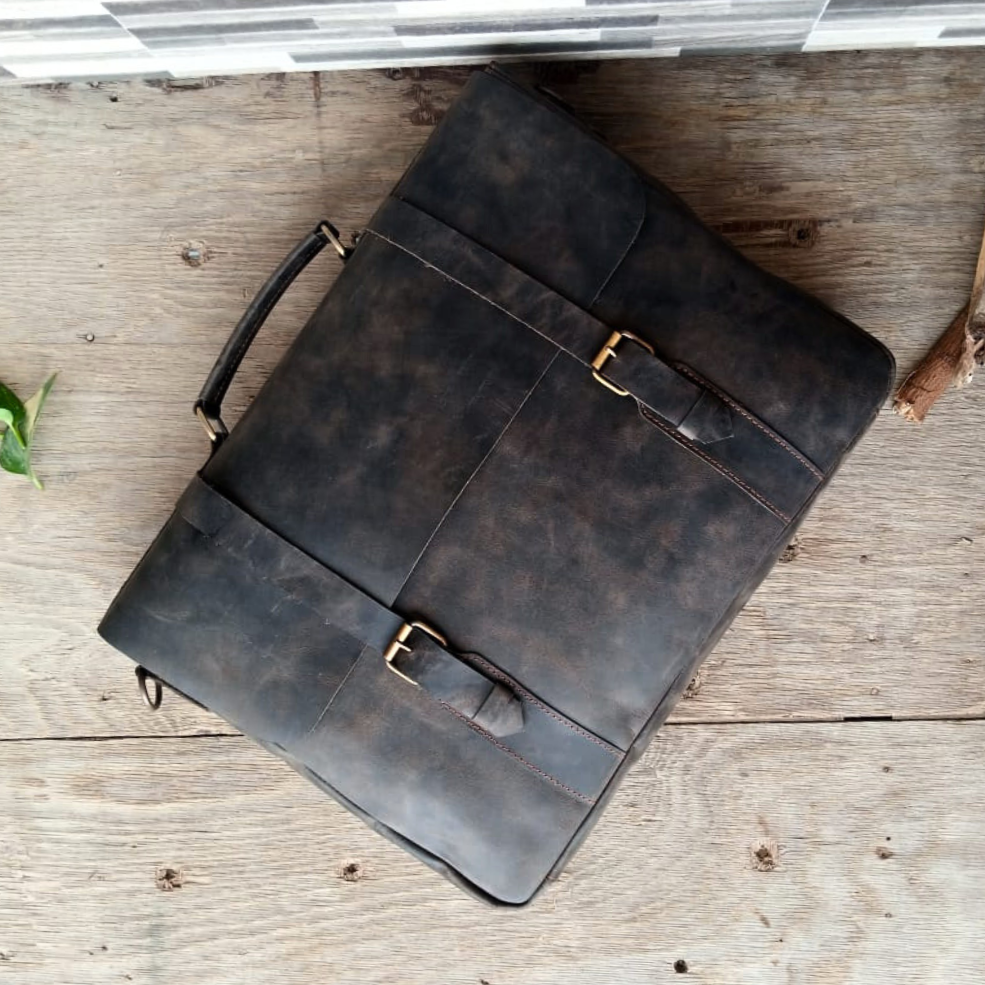 Choco Leather Laptop Bag  15.6" Messenger Bag | Handcrafted Cow Leather