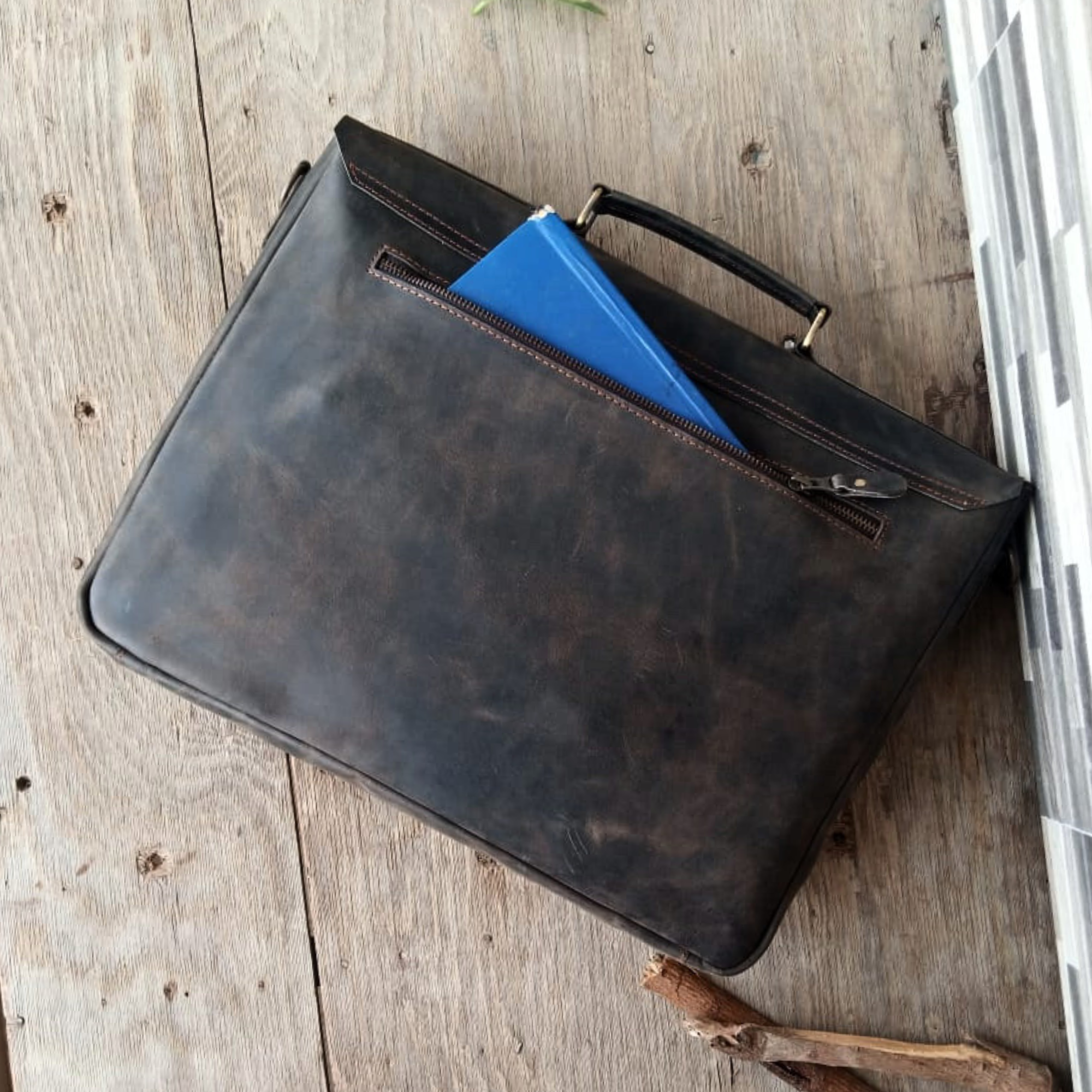 Choco Leather Laptop Bag  15.6" Messenger Bag | Handcrafted Cow Leather