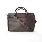 Coffee Brown Goat Leather Laptop Messenger Bag – 15″ Work Briefcas