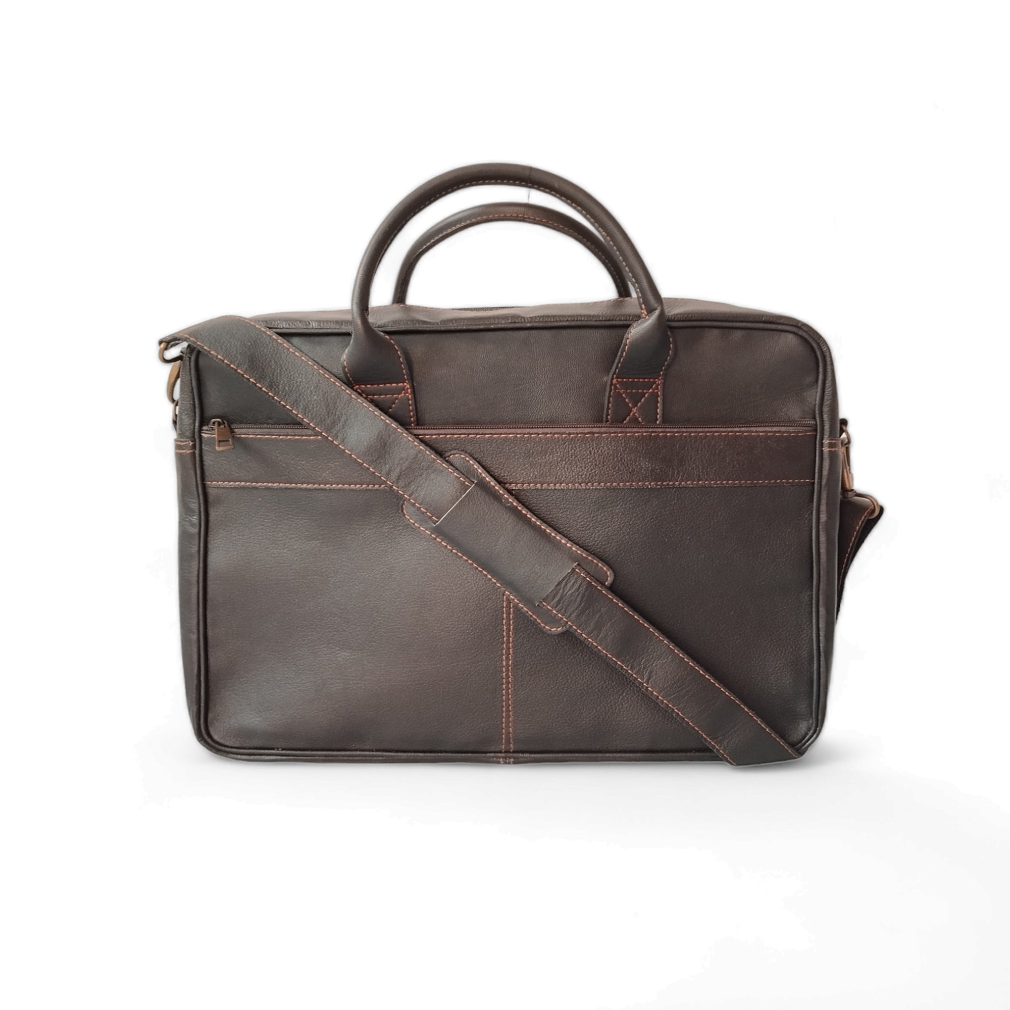 Coffee Brown Goat Leather Laptop Messenger Bag – 15″ Work Briefcas