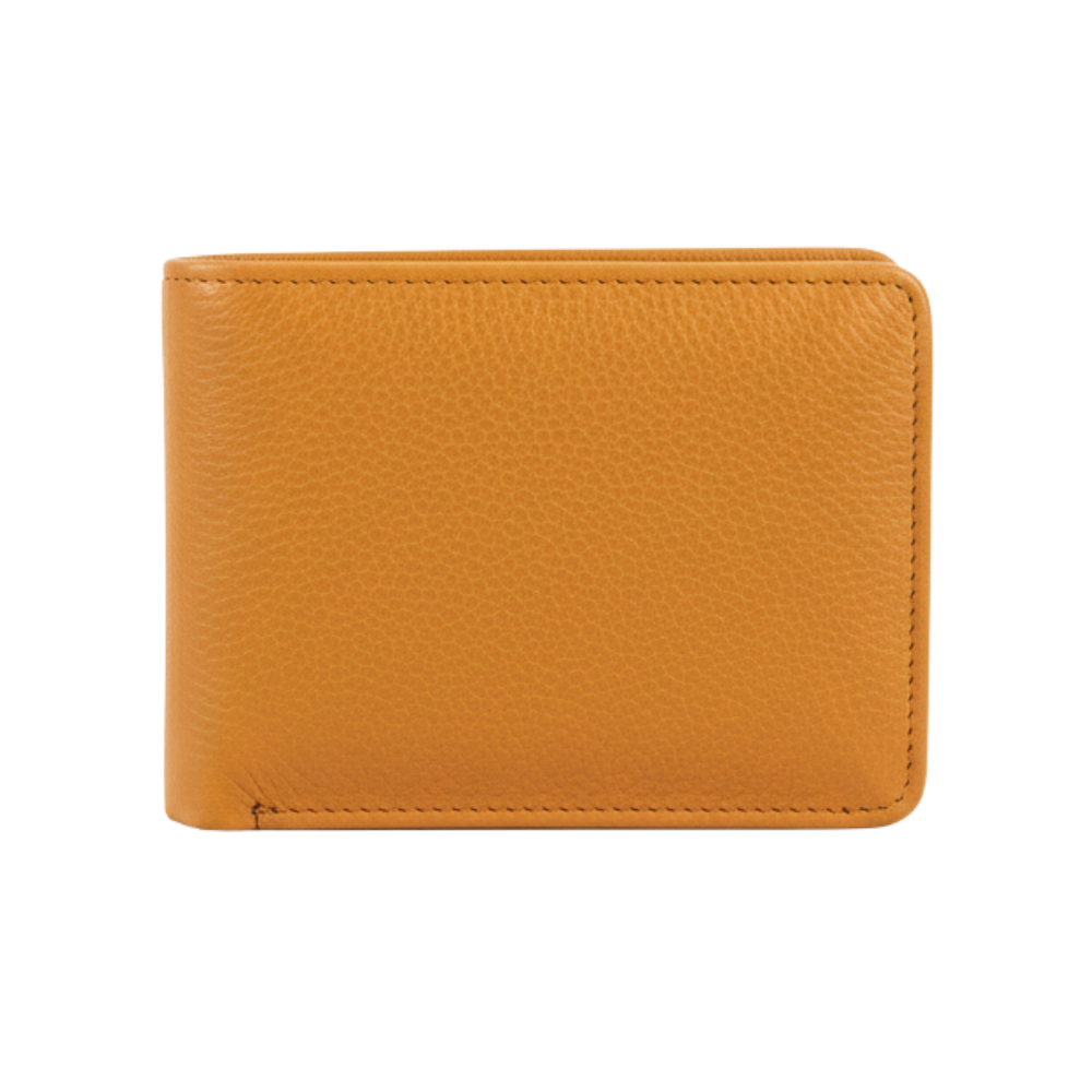 Slim Leather Wallet for Men’s Bifold Wallet - Yellowish Textured 