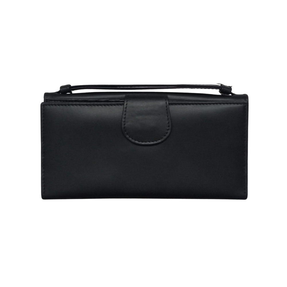Women leather wallet black cow leather