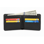 Leather bifold wallet for men with six card slots