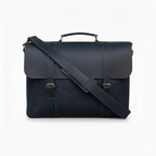 Navy Leather Messenger Bag 14 "15" & 16" Laptop Bag Matt Oil Pull-Up Cow Leather