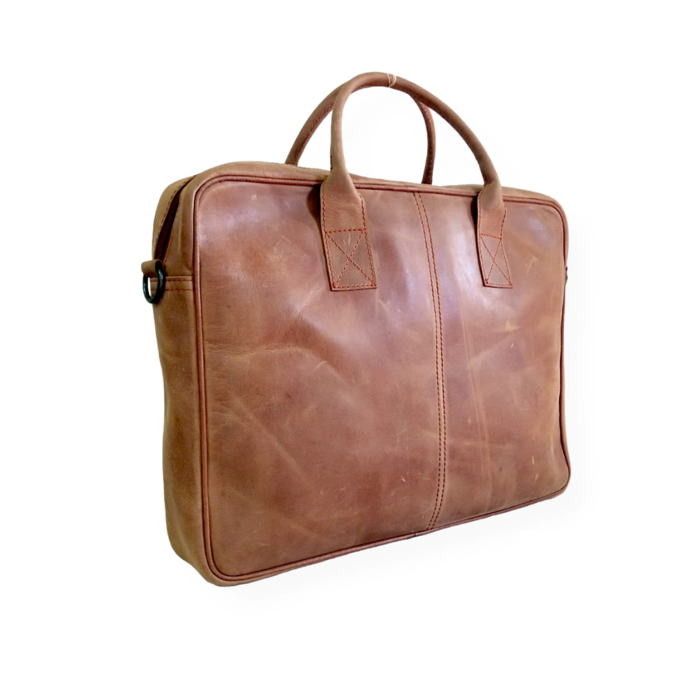 Tan Leather Laptop Bag for Men | 15" Handmade Messenger Bag