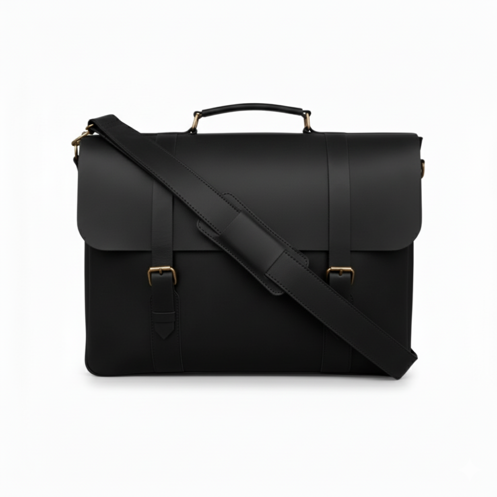 Black Leather Messenger Bag 14 "15" & 16" Laptop Bag Matt Oil Pull-Up Cow Leather
