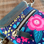 Deep Forest Canvas and Leather Crossbody Mobile Pouch