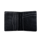 Black Textured Leather Bifold Mini Wallet - Front Pocket Card Holder