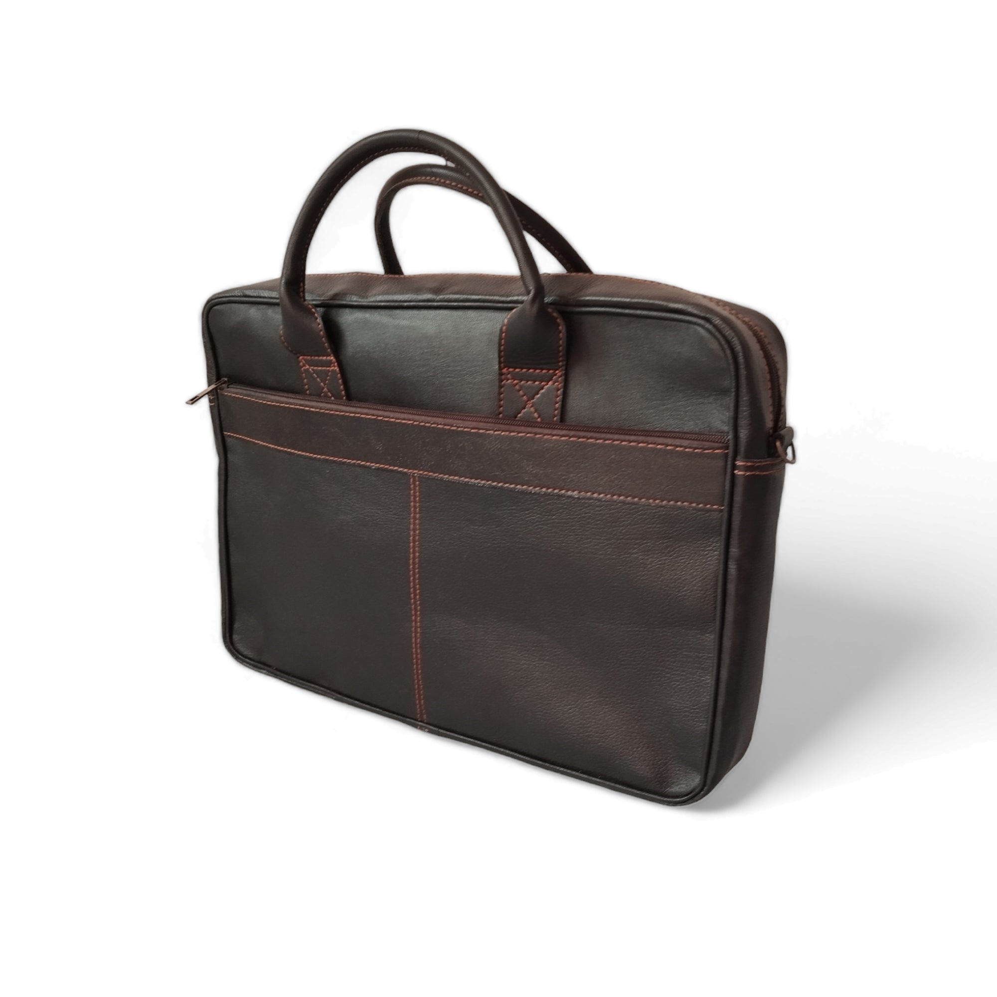 Coffee Brown Goat Leather Laptop Messenger Bag – 15″ Work Briefcas