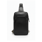 Black Pull-Up Leather Sling Bag – Compact Full-Grain Travel Crossbody