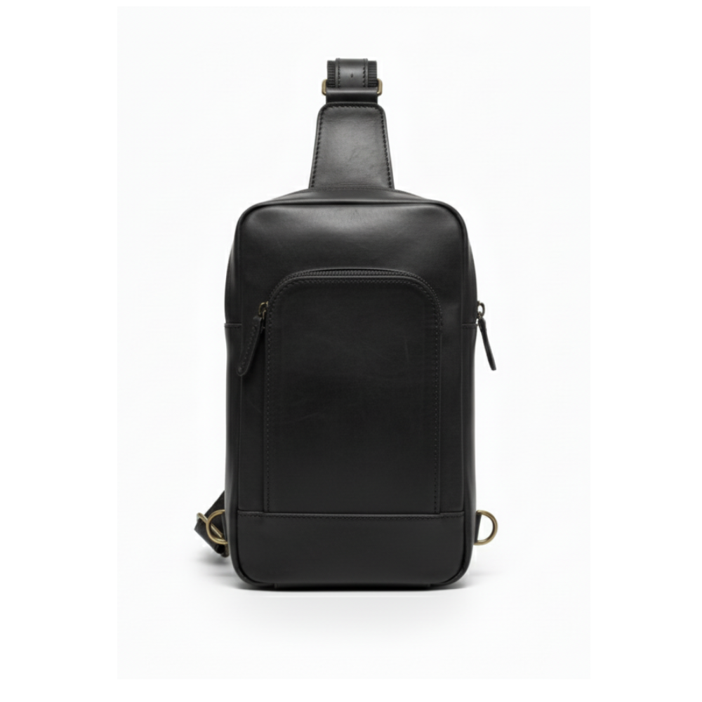 Black Leather Sling Bag