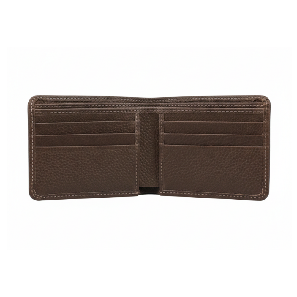 Leather bifold wallet for men with six card slots