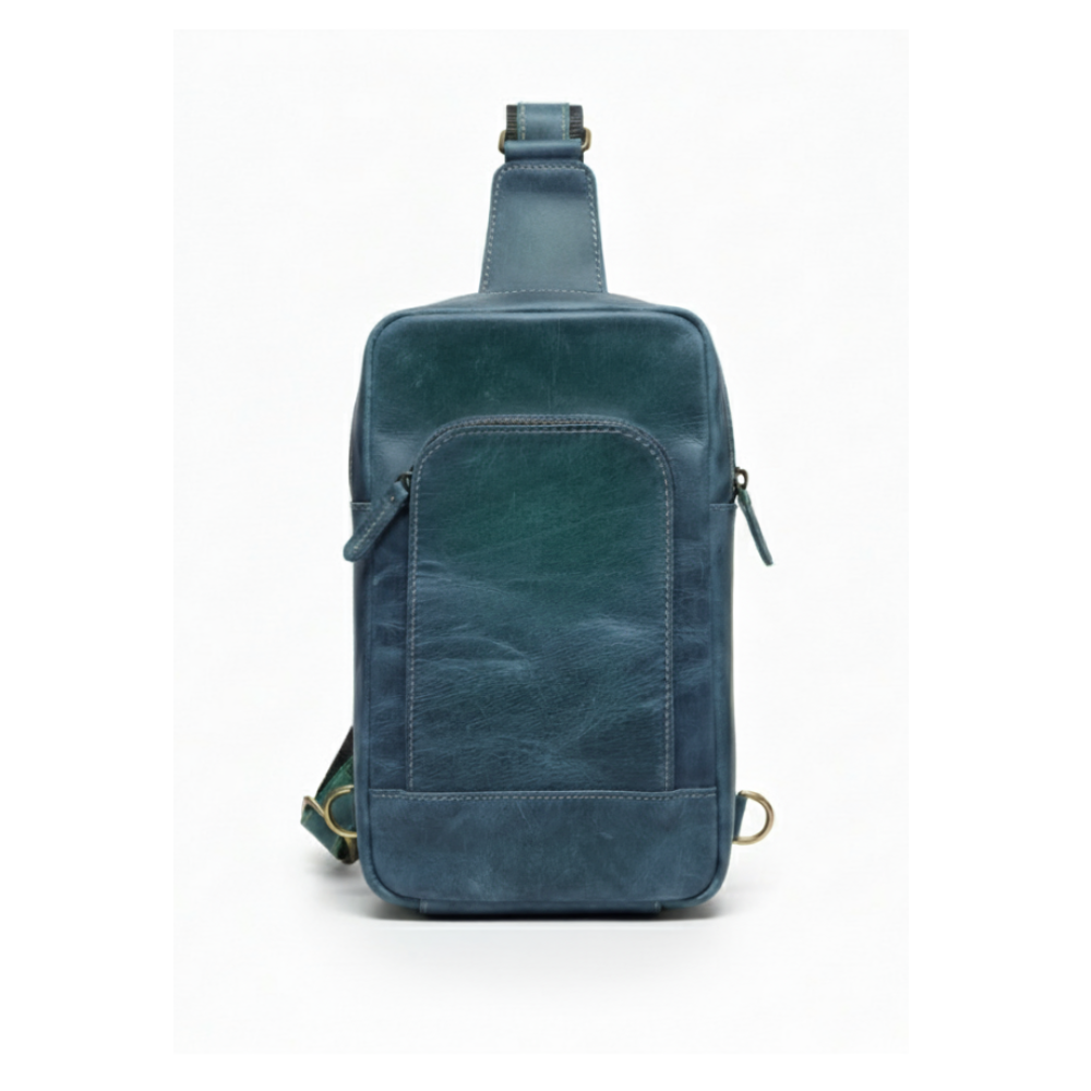 Navy Leather Sling Bag