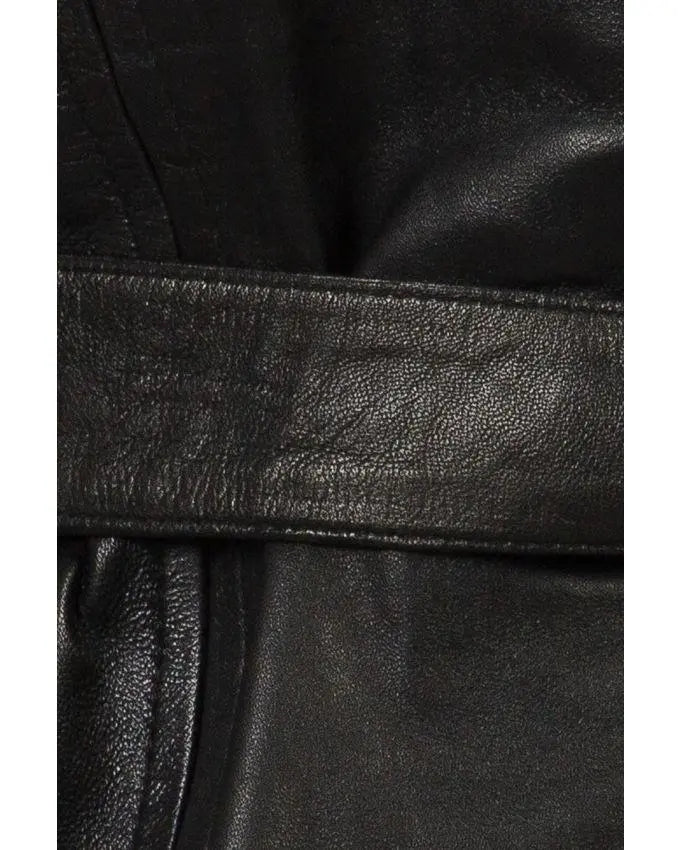 Black Leather Coat for Women