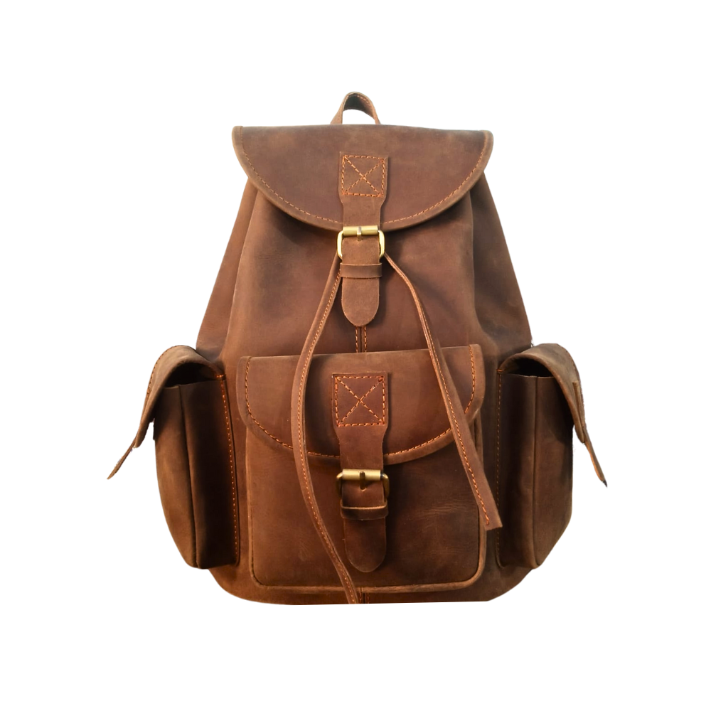 Vintage Dark Brown Leather Backpack 