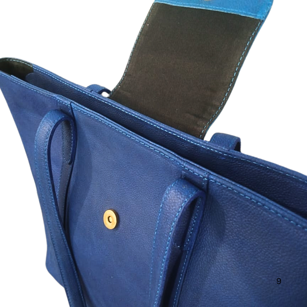 Navy Blue Leather Women's Tote Bag