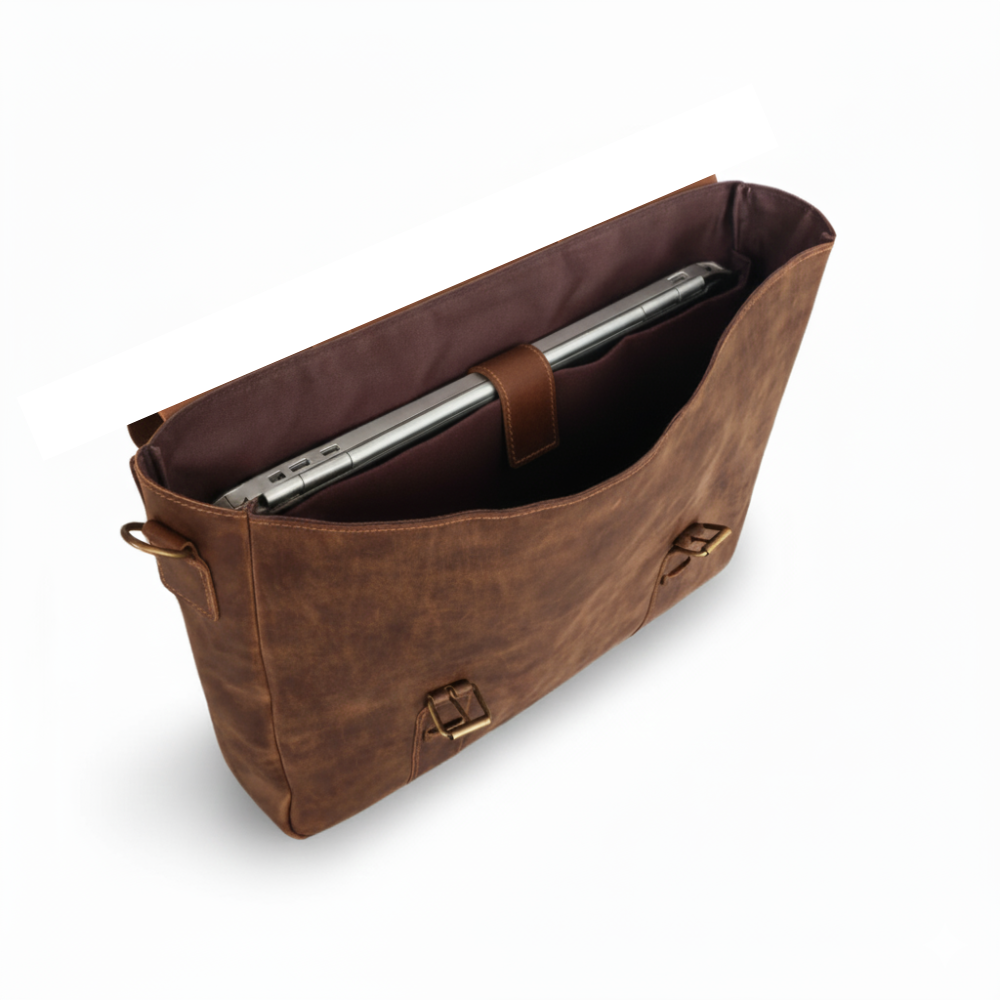 messenger bag for men, Handmade Leather Laptop Bag-Tan
