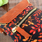 Leafy Canvas and Leather Crossbody Mobile Pouch