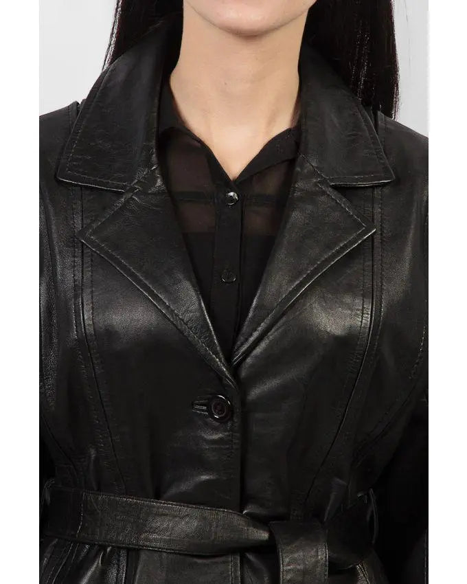 Black Leather Coat for Women