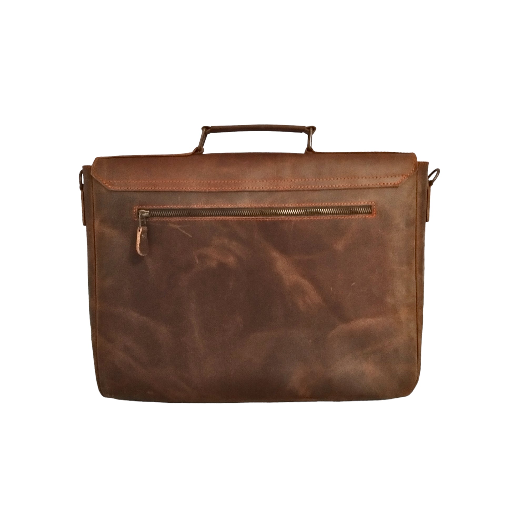 Brown Leather Laptop Bag 15.6" Messenger Bag | Antique Cow Leather