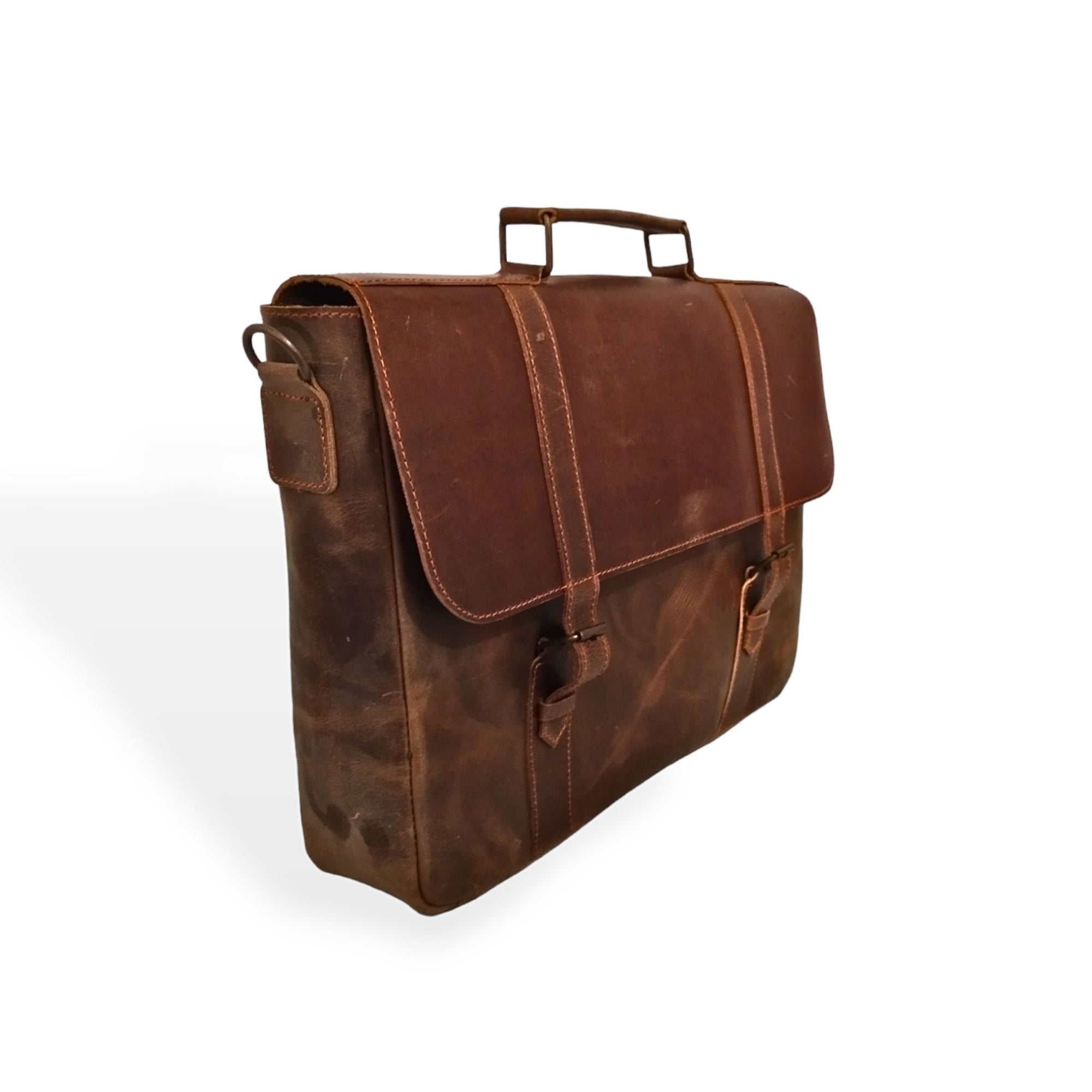 Brown Leather Laptop Bag 15.6" Messenger Bag | Antique Cow Leather