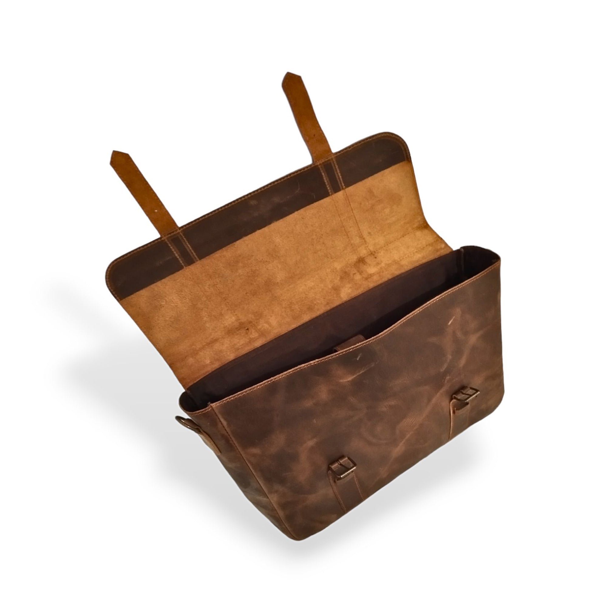 Brown Leather Laptop Bag 15.6" Messenger Bag | Antique Cow Leather