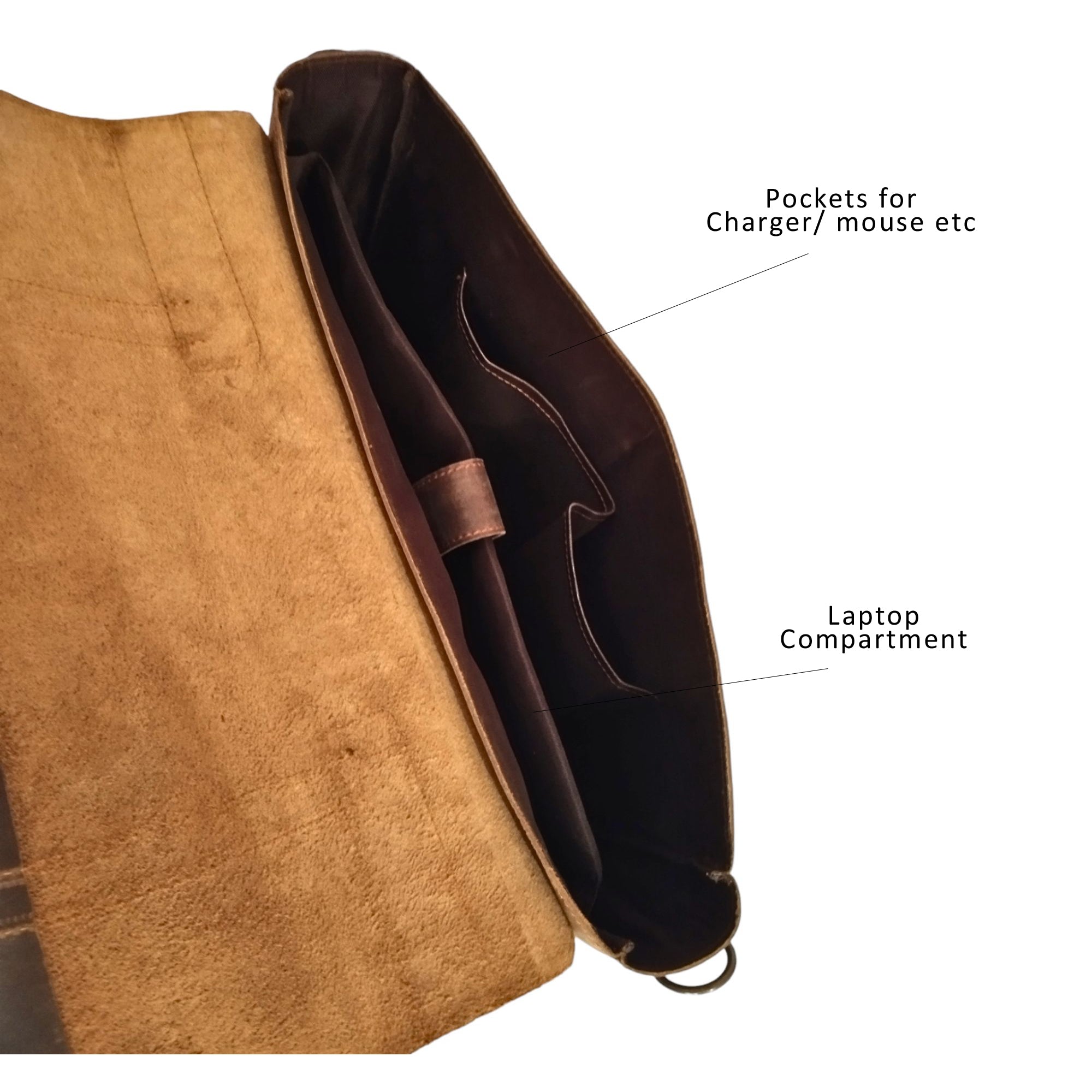 Brown Leather Laptop Bag 15.6" Messenger Bag | Antique Cow Leather