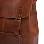 Camel Brown Leather Laptop Backpack – Stylish Travel & Work Companion