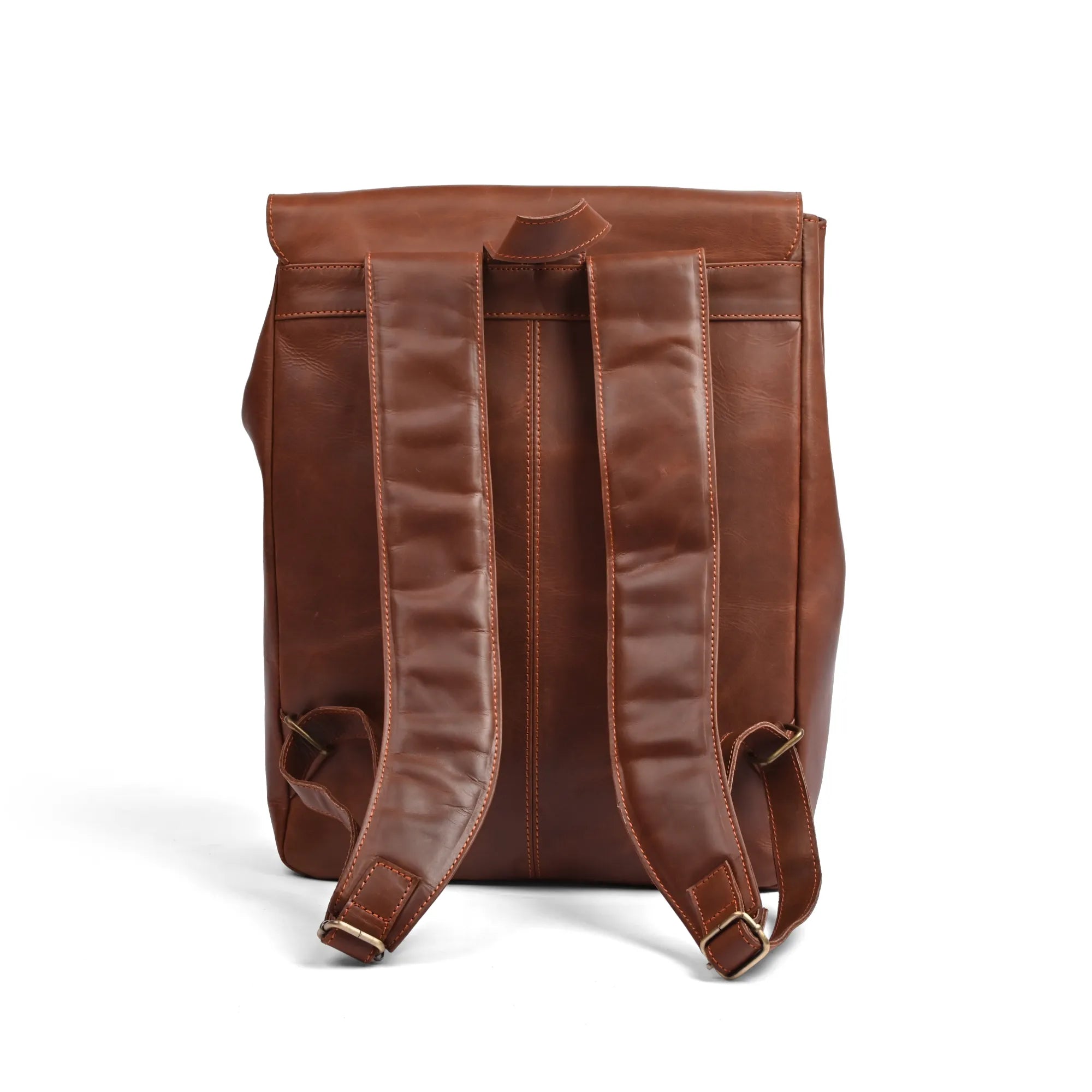 Camel Brown Leather Laptop Backpack – Stylish Travel & Work Companion