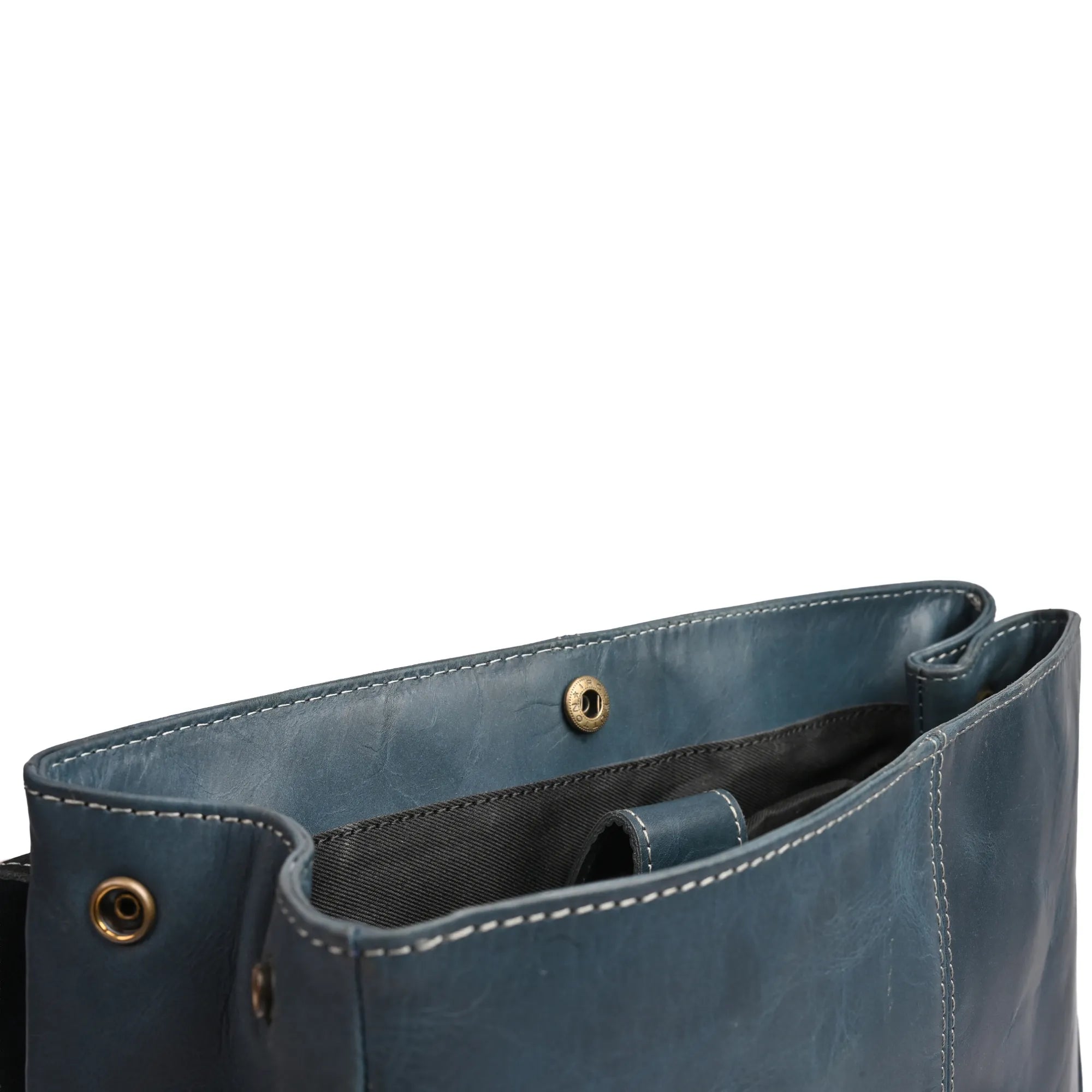 Leather Laptop Backpack Navy Blue Travel Backpack