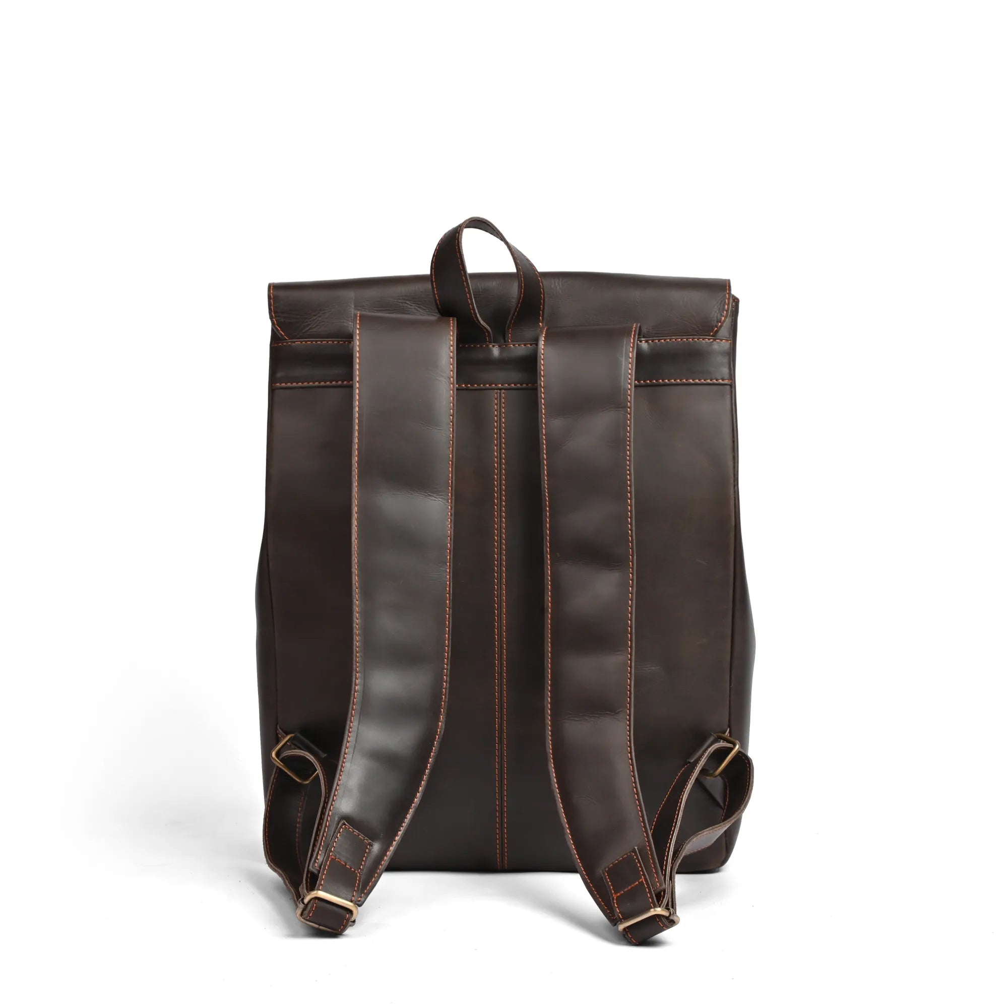 Leather Laptop Backpack, Dark Brown , Full grain 